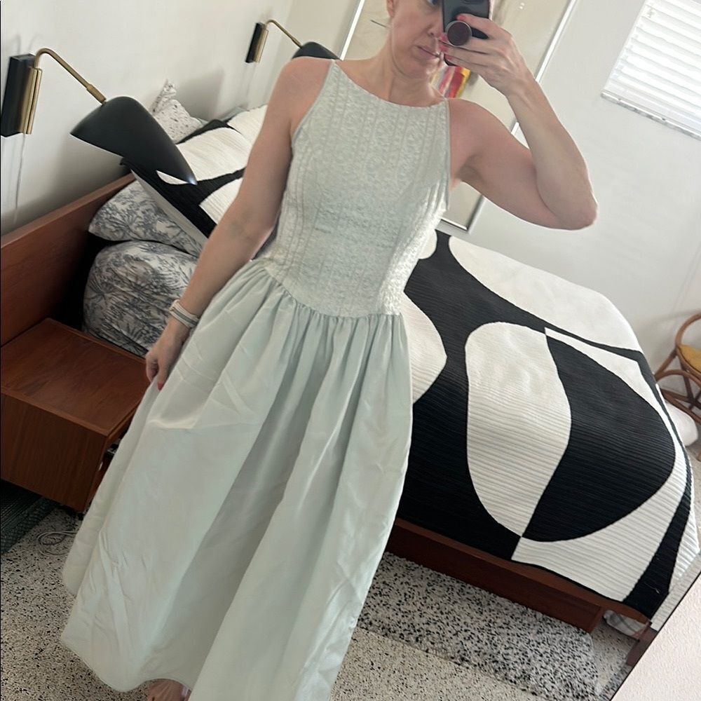 Jessica McClintock for Dillards sea green drop waist dress 3/4